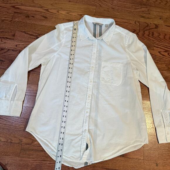 Athleta Marinwood White Button Down Shirt Back Stripe Women’s Large - Picture 7 of 8
